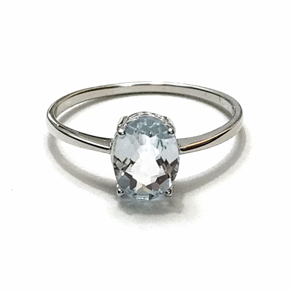 1.25 ctw Blue Topaz Oval Solitaire Sterling SILVER Ring NEW - Picture 3 of 11